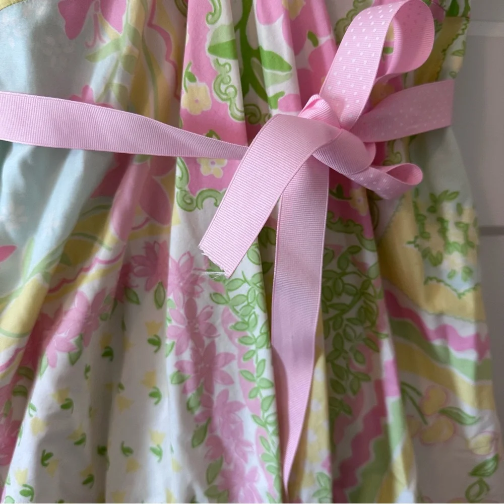 Lilly Pulitzer Pastel Floral Halter Dress Size 14 Cotton Fit & Flare - Picture 4 of 8